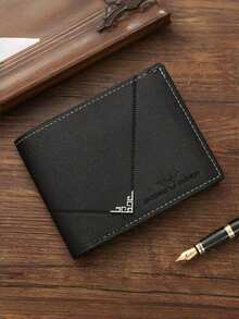1-3pcs/Set Men's PU Leather Short Wallet, Fashionable Plaid Soft Wallet, Black Business Wallet With Coin Pouch, Large Capacity Multi-Card Slots, Can Hold Large Bills, Minimalist Coin Pocket, Credit Card/Bank Card/ID/Photo Card Slots, Bifold Credit Card Slots With ID Window - Multicolor - View 5