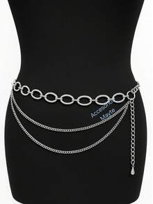 Oval Chain Belt With Two Chains - Plateado - Ver 3