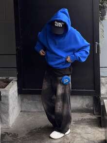 Herren Oversize Hoodie Sweatshirt, Streetfashion Emo Stil, hochwertige interessante Englisch Muster, vielseitiger Hoodie, Y2K Stil, geeignet für den täglichen Gebrauch, Herbst/Winter