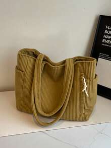 Torba typu tote z kordu, duża pojemność, nowa torba na ramię, torba szkolna do college'u, torba do szkoły