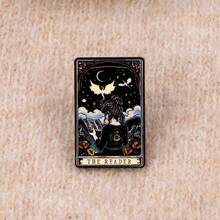 THE READER 珐琅别针 翻领别针 背包上的徽章 女士胸针 衣服礼物 珠宝 时尚配饰 - 黑色 - 查看 7