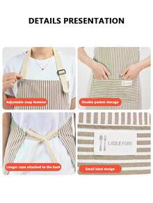 这款可调节彩色条纹围裙采用优质面料制成，配有实用口袋，男女皆宜，是烹饪、烧烤派对、美发沙龙、服务员等工作的理想之选。围裙易于清洁且经久耐用，是厨师、家庭主妇和DIY爱好者的舒适之选，也是圣诞节、生日或周年纪念日的绝佳实用礼物。 - 咖啡棕 - 查看 6
