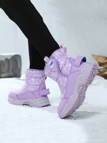 防滑、防撞、耐磨、舒适、保暖、保暖内衬高帮儿童鞋、平底雪地靴、男女通用 - 紫色 - 查看 4