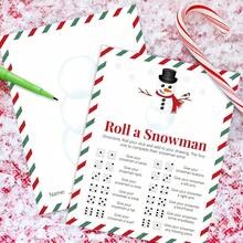 Christmas Draw A Snowman Game, Dice Rolling Game, Winter Family Christmas Game, Holiday Activity For Boys And Girls, Draw A Snowman Game, Holiday Classroom, Set Of 10 Double-Sided Printed Cards