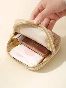 1pc Corduroy Sanitary Napkin Storage Bag, Portable Travel Storage Bag, Large Capacity Sanitary Napkin Storage Bag, Female Tampon Storage Bag, Portable Makeup Lipstick Bag, Coin Purse, Girls Coin Purse, Sanitary Napkin And Panty Liner Storage, Used To Store Sanitary Napkins, Panty Liners And Tampons, A Must-Have For Girls, Travel Essentials, Holiday Gifts, Gifts For Girls. Vacation Makeup Bag Makeup Organizer Travel Bag For Women