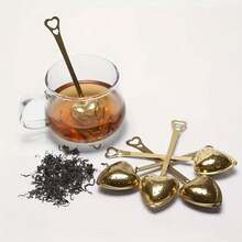 5pcs Long Handle Heart-Shaped Tea Infuser, Stainless Steel Tea Filter Rod, Home & Office Tea Set, Tea Filter Net, Stainless Steel Heart-Shaped Tea Filter, Slouchy Filter Net, Creative Tea Set Rod, Tea Infuser Net - Long-handled Heart-shaped Tea Strainer - View 2