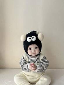 1 件婴儿秋冬季趣味眼睛无檐帽（男女通用） - 加厚毛绒帽 - 保暖护耳婴儿帽 - 彩色 - 查看 5
