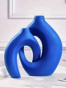 Wabi-Sabi Style Vintage Vase, Creative High-End Wall Niche Decor For Living Room, Liquor Cabinet, Home Accessories, Creative Alien Combination Throw Pillow Decor, Floral Arrangement, Minimalist Vase, Tabletop Decor - Blue - View 4