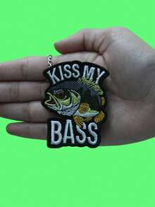 1PC Kiss My Bass Patch Funny Fishing Meme Embroidered Iron On - Multicolor - View 3
