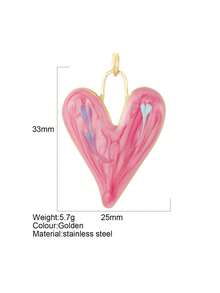 1pc Y2K Stainless Steel Multi-Color Enamel Exaggerated Big Heart Pendant, Handmade Jewelry DIY, Suitable For Necklace, Bracelet Accessories