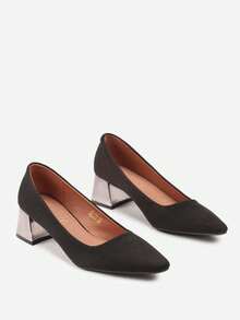 Soft Suede Pointed Toe Heels - Women's Work/Office Shoes - Black - View 5
