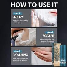 3-Second Softening Men's Shaving Cream - Alcohol-Free, Suitable For Sensitive Skin, Prevents Ingrown Hairs And Cuts, Moisturizing Shave, Fresh Scent, Beard And Stubble Care, Shaving Accessories, Stick Design, Alcohol-Free Formula, Smooth Shave, Natural Ingredients, Men's Grooming