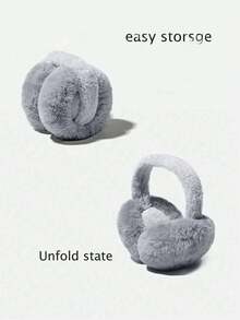 毛绒耳套冬季女士时尚冬季保暖耳罩可折叠学生防冻耳套冬天保暖 - 咖啡棕 - 查看 3