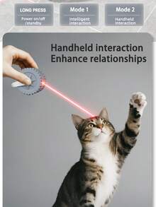 Automatic Cat Laser Toy, Infrared Interactive Cat Toy, Hands-Free, Intelligent Rotating, Automatic Laser Dot, Simulating Prey Movement, Challenging Cat's Hunting Instinct, Rechargeable, Long-Lasting, Silicone Material, Scratch & Bite Resistant