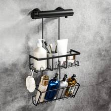 Shower Shelf For Hanging Shower Shelf Without Drilling - Black Shampoo Holder For Shower Shower Basket Bathroom Organizer, Shower Holder Shower Shelf Stainless Steel - 黑色 - 查看 4