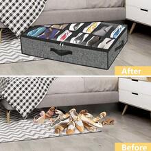 1pc - Large Capacity Bed Bottom Shoe Storage Box Transparent Packaging Storage Box Foldable Non-Woven Fabric Grid Storage Shoe Box With Lid Foldable Dustproof Storage Shoe Box - Multicolor - View 3
