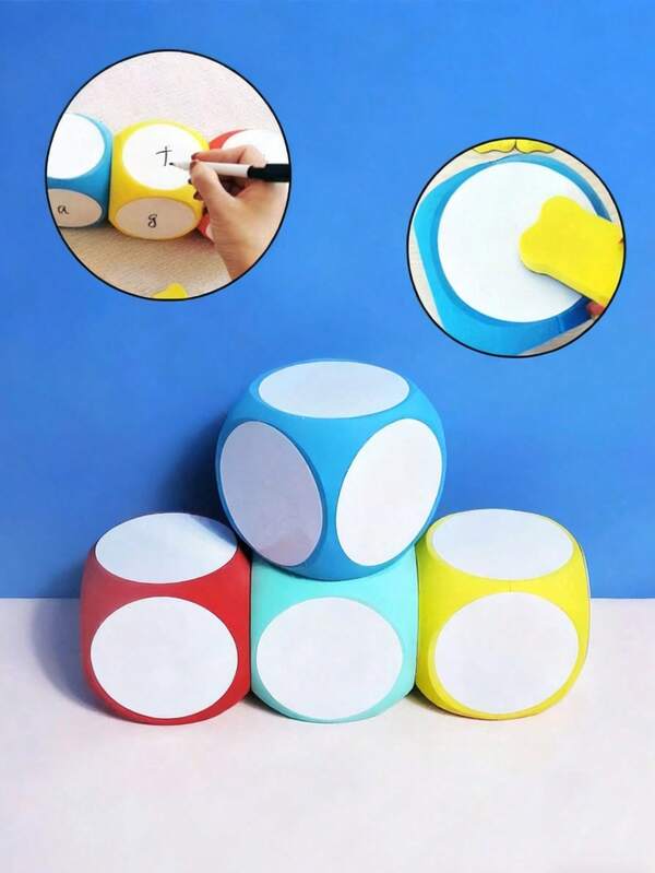 1pc Extra Large 2.5" EVA Writable Dice, Blank Cube Whiteboard For Classroom, Office And Games, Reusable Brainstorming Tool, D&D Prop, Decision Maker And Memo Board (Random Color, Please Confirm Size Before Ordering!)