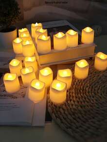 24 pièces - Bougie LED sans flamme de couleur chaude, veilleuse décorative, bougie électronique blanc chaud pour la Saint-Valentin, la demande en mariage, la décoration de la chambre de mariage, l'éclairage du dîner d'anniversaire, les bougies décoratives, la demande en mariage de la Saint-Valentin, la décoration de la chambre de mariage, la décoration de Noël, la décoration de la maison, la décoration de la chambre, la décoration de la chambre à coucher