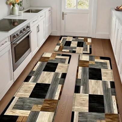 1/2/3 piezas Juego de alfombras cuadradas simples para la cocina, muy buena decoración del hogar, material de franela seco antideslizante suave y cómodo, fácil de limpiar, adecuado para alfombra de baño, dormitorio, sala de estar, porche, lavandería