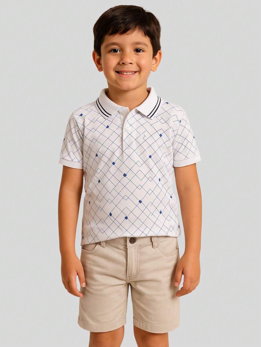 Polo Shirt For Boys, Sizes 10 To 12 - 白色 - 查看 1