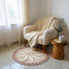 Round Rug P 1 Meter Handmade Crochet - 巧克力棕 - 查看 1