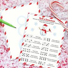 Christmas Draw A Snowman Game, Dice Rolling Game, Winter Family Christmas Game, Holiday Activity For Boys And Girls, Draw A Snowman Game, Holiday Classroom, Set Of 10 Double-Sided Printed Cards