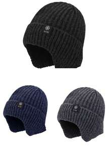 1pc Men's Winter Warm Ear Protection Beanie Hat, Knitted Knitted Cap Men's Winter Clothing
