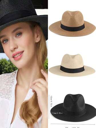 1pc Unisex Fashion Versatile Sun Protection UV Blocking Panama Hat