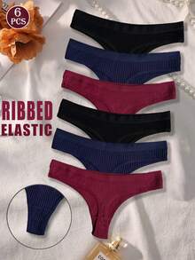 6件套罗纹舒适丁字裤和T字后背无缝套装