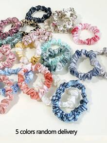 Gói 20 dây buộc tóc vải hoa trơn màu, dịu nhẹ cho tóc, xanh nhạt, cà phê, màu kẹo, nhuộm loang, họa tiết hoa, phụ kiện đi biển, dây buộc tóc thiết yếu cho nữ khi trở lại trường - Nhiều màu - Xem 10