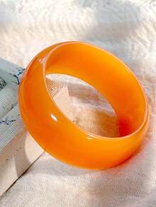 1 pieza Brazalete de resina colorido de dopamina, adecuado para uso diario casual de mujeres, diseño minimalista y redondo grande, regalo único para familiares y amigos (Tamaño: 63mm, por favor revise las dimensiones del producto antes de hacer el pedido)