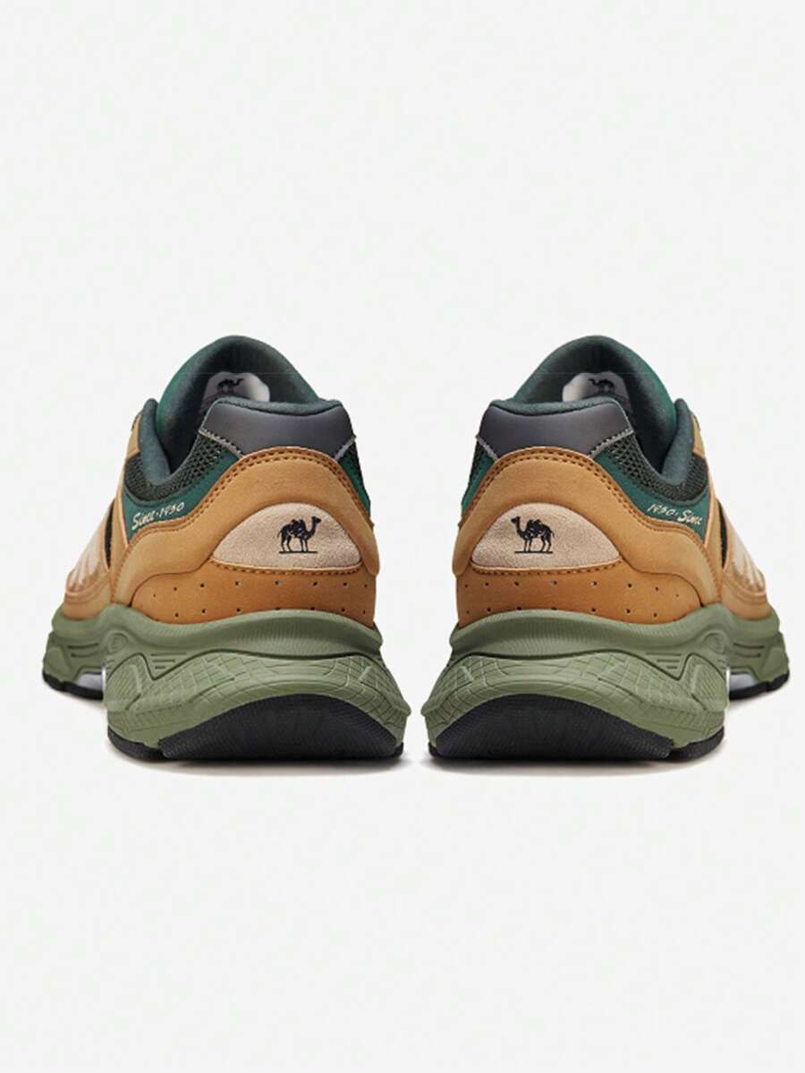 CAMEL CROWN 情侣秋季新款厚底运动厚底运动鞋百搭复古休闲鞋 - 金黃綠 - 查看 1