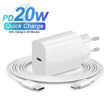 20W EU Plug Wall Charger Adapter + 3.3ft/100cm High-Efficiency Data Transfer Fast Charging Cable Compatible With IPhone 14 Pro Max/14 Pro/14 Plus/14/13/12/11 Pro Max Pro Plus/XS/XR/8/7/6/IPad Series EU Plug Charger Adapter Set Phone Charger High Output Power