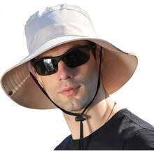 AI-PIKA Sombreros del Sol para Hombre,Sombreros para Hombre con Protección UV UPF 50+,ala Ancha,Impermeables,Transpirables para Ciclismo,Acampar,Pescar,Caminar - Modelo transpirable color beige - Ver 6