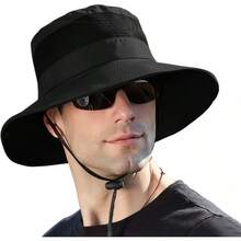 AI-PIKA Sombreros del Sol para Hombre,Sombreros para Hombre con Protección UV UPF 50+,ala Ancha,Impermeables,Transpirables para Ciclismo,Acampar,Pescar,Caminar - Modelo Negro Transpirable - Ver 8