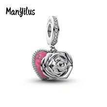 Manyilus Manyilus Original 1 Stück 925 Sterling Silber Anhänger Perlen Clips - mit Katzen Pfoten Abdruck, Oktopus, Delfin, Meeresschildkröte, Meeresfisch, Rose Herz Liebeswörter, Gitarre, Goldene Schokolade, Vierblättriges Kleeblatt, Hufeisen, Famas Hand Designs. Ein ausgezeichnetes Schmuckgeschenk für Familie, Freunde und Damen, ideal für Geburtstage, Valentinstag, Abschlusszeit, Strandaccessoires und Freundschaftstag.