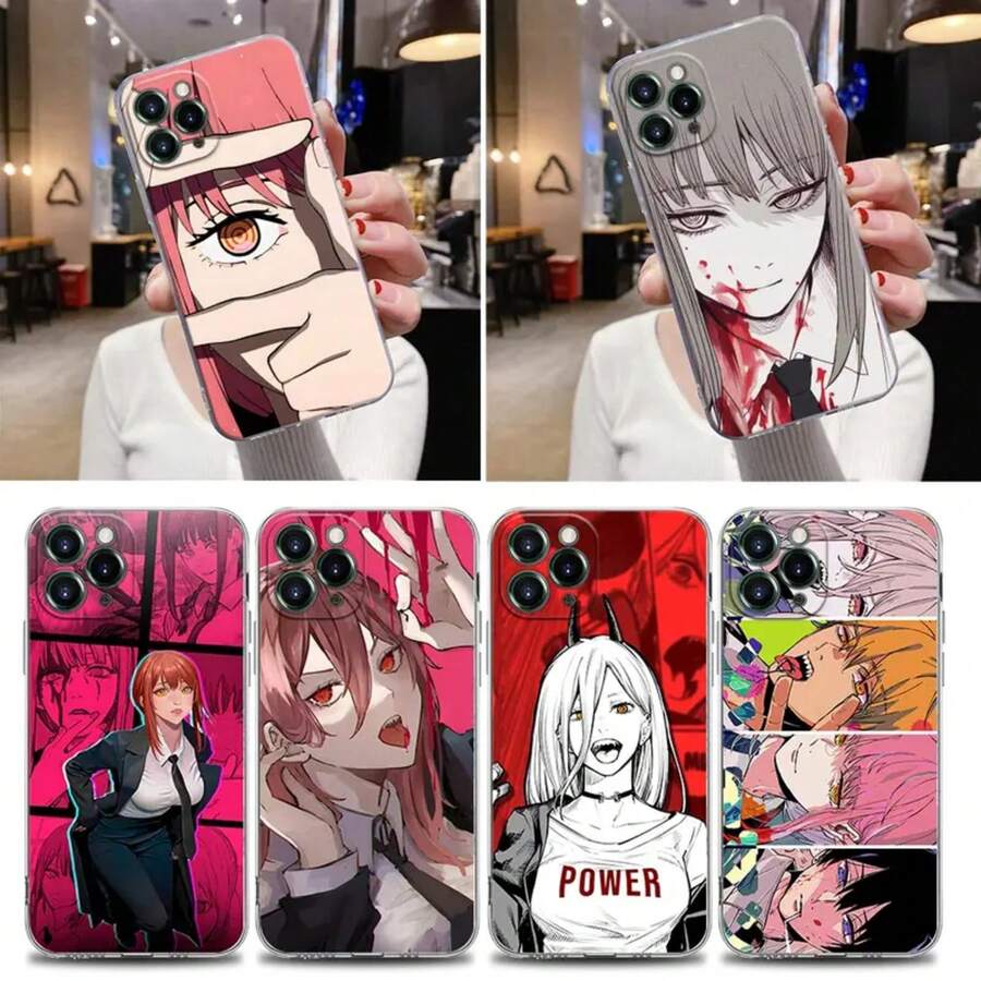 ,  iPhone-Hülle,  Power Makima Anime Klare Hülle für iPhone 16 15 14 13 12 11 Pro Max Mini Xs XR X 7 8 Plus Weiche Silikonhülle - PTTM-CLS 01 - Übersicht 1