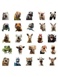 50pcs Funny Animal Face Decor Stickers For Skateboard, Phone Case, Laptop, Fridge, Luggage, Bedroom, Tablet, Notebook, Learning Reward Gift - Multicolor - View 7