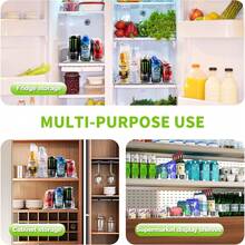 Soda Can Dispenser For Refrigerator, Self-Pushing Drink Organizer, Width Adjustable Fridge Storage Solution, Ideal For Beer & Bottles - White - View 5