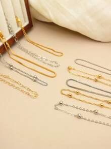 10/5pcs Gold & Silver Minimalist Multi-Element Bracelet Set, Women Jewelry Accessories, Everyday Wear