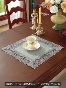 Vải 100% Polyester, ren thêu tinh tế, hòa tan trong nước, khăn trải bàn ăn nhà bếp, khăn phủ tủ, trang trí nhà cửa, tụ họp gia đình, trang trí ngày lễ, trang trí tiệc cưới trong nhà ngoài trời, 1 chiếc - Xám - Xem 11