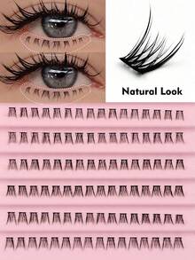 Rikuaild 160根自然逼真的貂毛假睫毛，6-8毫米混合长度，蓬松轻盈，柔软簇状假睫毛，适合日常妆容，可重复使用 - C - 查看 3