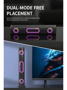 PHILIPS 飞利浦迷你条形音箱 TAB3120，RGB 灯光效果，兼容电视、PC、笔记本电脑、平板电脑、手机，蓝牙 5.3 稳定连接，3.5 毫米 AUX 接口，高音质，3600mAh 大电池，水平垂直放置，适用于游戏、音乐、电影、礼物 - 黑色 - 查看 4