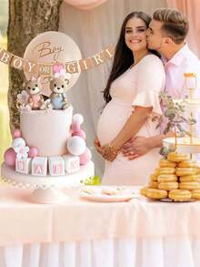 2 件 - 可爱泰迪熊蛋糕装饰、婴儿洗礼蛋糕装饰、软橡胶娃娃装饰、泰迪熊生日蛋糕装饰、婴儿洗礼装饰、性别揭秘派对 - 彩色 - 查看 2