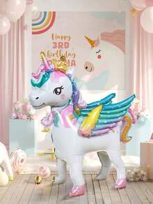 1 pieza Globo de lámina de unicornio 4D de pie y 25 piezas Globos de látex de color macarrón, Unicornio de pie con diseño de corona, Globos de látex de color rosa/azul/amarillo/morado/verde macarrón, para decoración de fiesta de cumpleaños, Globo de lámina de animal, Fiesta de cumpleaños con tema de macarrón, Decoración de fiesta de animales, Artículos para fiestas, Fiesta de cumpleaños con tema de unicornio, Revelación de género, Regalo de fiesta de cumpleaños