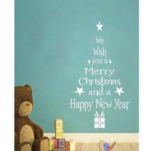 1pc Removable Christmas Tree & Letter DIY Window Sticker, Christmas Tree Shop Glass Display Window Background Wall Decal