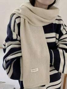 1 Peça Lenço Grosso e Quente de Tricô Liso para Mulheres, Decoração de Aquecedor de Pescoço, Adequado como Acessório de Inverno para Mulheres