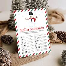 Christmas Draw A Snowman Game, Dice Rolling Game, Winter Family Christmas Game, Holiday Activity For Boys And Girls, Draw A Snowman Game, Holiday Classroom, Set Of 10 Double-Sided Printed Cards