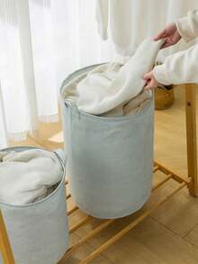 1 Striped Laundry Basket With Handle, Foldable Fabric Bathroom Laundry Basket, Toy Laundry Basket, Bucket Laundry Basket