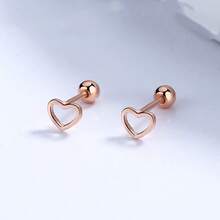 SENLANSP 1 Pair Of Hollow Heart Stud Earrings Heart Twist Screw Ear Bone Studs